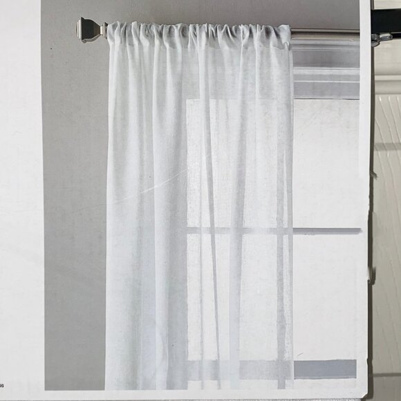 DKNY 50 x 84 DOWNTOWN SHEER White Window Curtains 2 Panels Drapes Set. - Picture 4 of 11